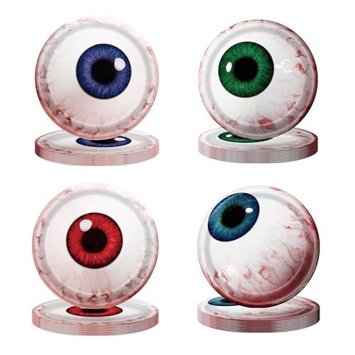 40Pcs Halloween Eyeball Paper Plates Spooky Party Dinnerware - Creepy Eye Design