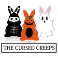 Gothic Easter Bunny Decorations Set - Wooden Skeleton Ghost Pumpkin Table Centerpiece