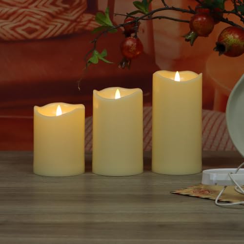 Flameless Pillar Candles with Timer - 3 Pack, 3" x 4/5/6"
