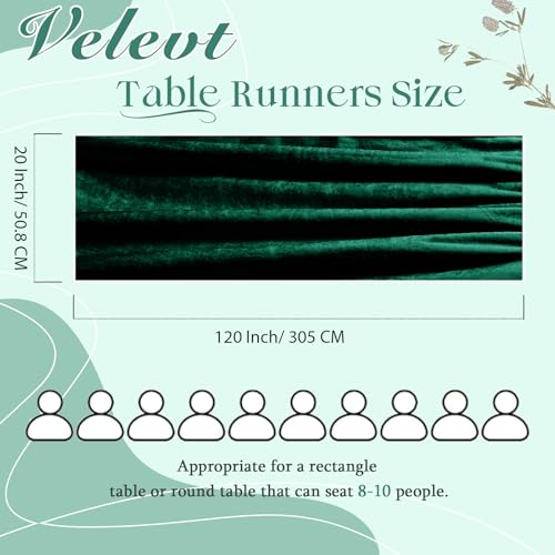 Velvet Table Runner 20x120 Inches - Green, Elegant Dining Decor