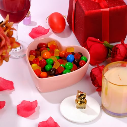 Red Heart Shaped Ceramic Bowl for Valentines Day, Date Night & Gift, 5.7 Inch