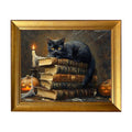 Gongyuanyihao Arts Vintage Halloween Wall Art - Black Cat & Pumpkins Canvas Print, 10x12in Ready to Hang