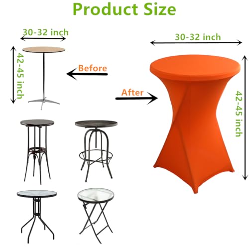 Orange Cocktail High Top Table Cover - 32 x 43 Inch Spandex Stretch Tablecloth (2 Pack) - Variation of THIS listing