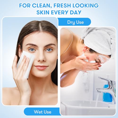 Disposable Face Towels - Soft, Thick, Lint-Free Biodegradable Makeup Remover Wipes, 25 Count