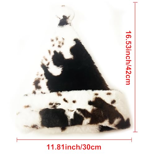 Cow Print Santa Hat 2 Pack - Unisex Christmas Costume Holiday Decor