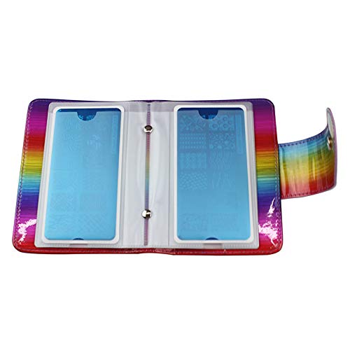 FingerAngel 20Slots Nail Stamping Plate Case Holographic Nail Art Image Holder Rainbow Laser Design Rectangular Nail Art Plate Organize for Large Size 6X12CM (Rainbow)