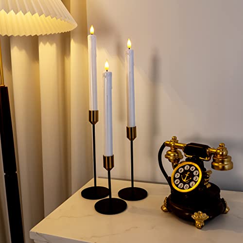 48 Pcs Flameless Taper Candles with Remote Dimmer - White, 9.6 Inches - Pack of 48