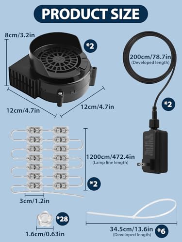 2 Pack 2.5A Inflatable Air Blower with 12V/3A Adapter & Colorful LED Lights - Variation of 2.5A/2P