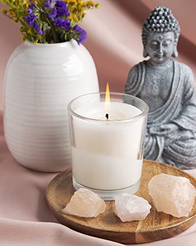 White Votive Candle Set with Clear Glass Holders - Unscented Soy Wax, 20 Pack