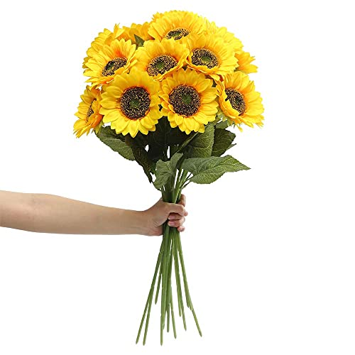 Yellow Sunflower Artificial Flowers 12Pcs, 23.62 Inch Long Stem for Home Wedding Decor