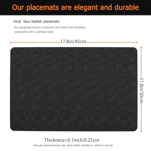 Black Halloween Plastic Placemat Set of 12 Faux Leather Table Mats
