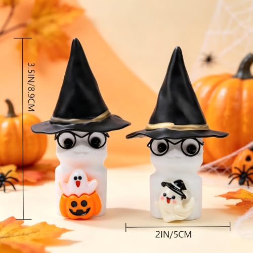 Cute White Marble Ghost Halloween Figurine - 3.5 Inch Holiday Decor