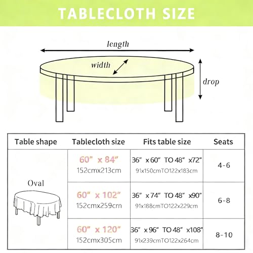 Roszwtit Spring Easter Bunny Oval Tablecloth 60x120 Inches - Waterproof & Durable, Spring Egg & Floral Design, Variations Available