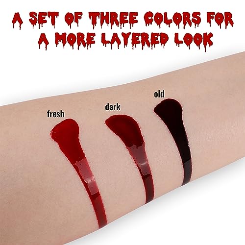 Dark Fake Blood for Halloween & SFX Makeup - 1.76oz Washable Liquid Kit