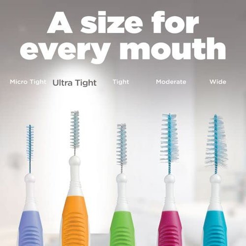 GUM Proxabrush Go-Betweens - Ultra Tight- Interdental Brushes - Soft Bristled Dental Picks for Plaque Removal Health - Safe for Braces & Dental Devices, 10 Count(Pack of 6)