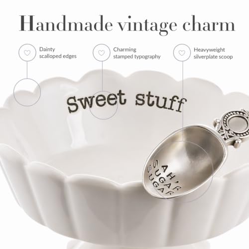 Sweet Stuff Candy Dish Set with Silver Scoop - Mud Pie Ceramic Decor
