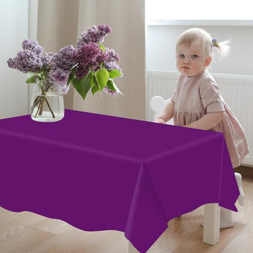 Purple Plastic Tablecloth 16Pcs 54x108 Inch Waterproof Party Cover - Gradient Purple