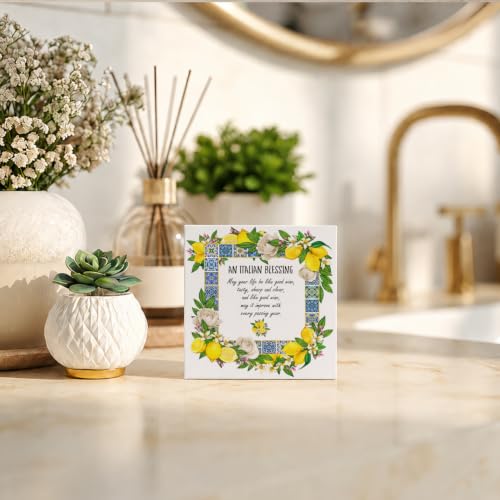 Lemon Wooden Sign Decor - 5x5 Inch Wall or Desk Accent