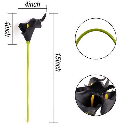 Artificial Calla Lily Flowers Set - Black, 13pcs for Wedding & Home Decor