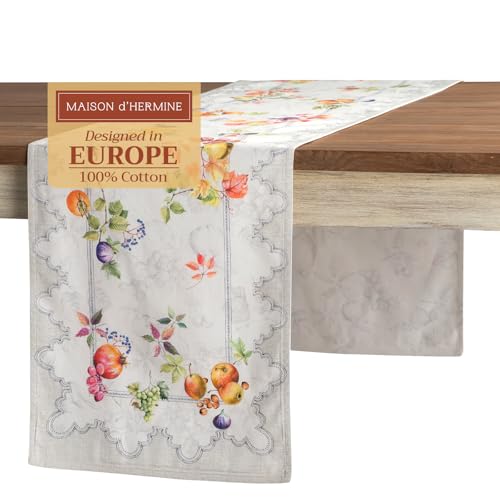 Maison d'Hermine Fruit D'Hiver Double Layer Cotton Table Runner 14.5x108 Inches