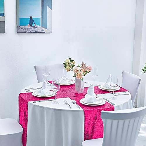 Pink Sequin Table Runner 12x72 Inches - Pack of 6 - Hot Pink