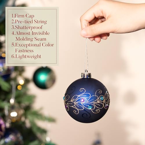 16 Pack Christmas Tree Ornaments Set - 3.15 Inch Shatterproof Holiday Decorations