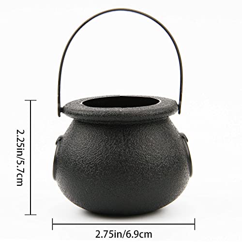 Mini Black Cauldron Halloween Candy Holders 12pcs - Multi-Purpose Plastic Decoration
