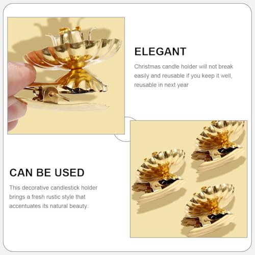 Christmas Tree Candle Holder Clips Set - Gold & Silver Decorative Candle Stands for Holiday Decor