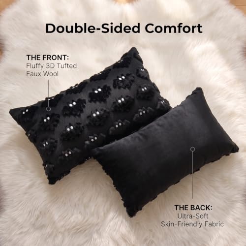 Halloween Pillow Covers 12x20 Inch Black Bat Decor Set of 2 - Variation Black1 / 20" x 12"