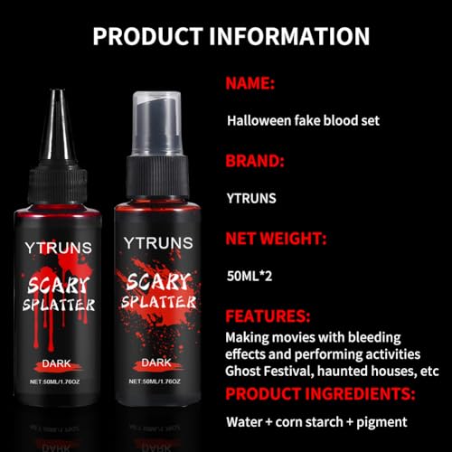 Halloween Fake Blood Makeup Kit Large 1 - Realistic Washable Blood for Zombie Vampire & Monster Cosplay
