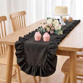 Black Satin Ruffle Table Runner Set - 3 Pack, 14x118 Inches, Formal Decor