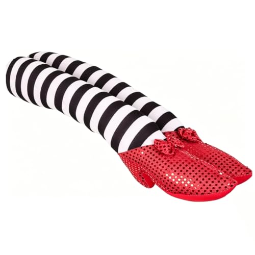 Halloween Witch Legs Prop with Red Shoes - Indoor & Outdoor Decor