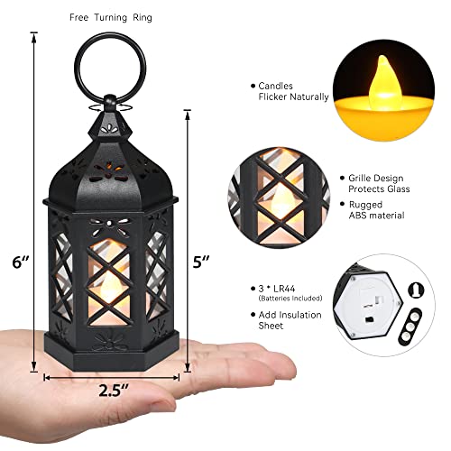 Mini Lantern with Flickering LED Candle - Black, 8 Pack, Halloween & Party Decor