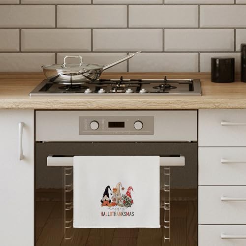 Fall Halloween Thanksgiving Christmas Gnomes Kitchen Towels - Hallothanksmas Gnomes