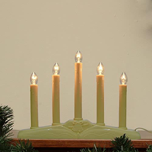 Clear 5 Light Electric Window Candle Lamp - Christmas Holiday Decor - Ivory Base
