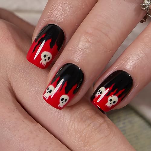 CurvLife Short Square Halloween Glow-in-the-Dark Press-On Nails - Crypt Glow