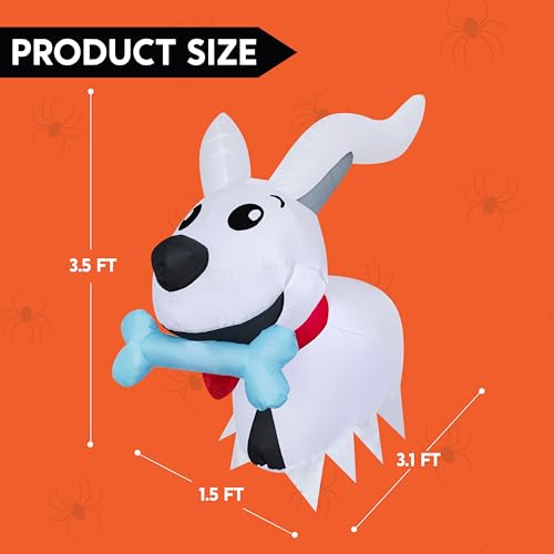 Halloween Inflatable Dog Ghost Window Breaker - Outdoor Yard Decor with LEDs