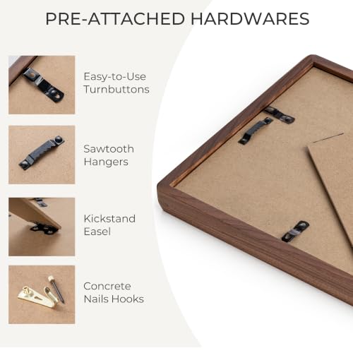 7x9 Walnut Picture Frame - Handcrafted Natural Wood with Tempered Glass, Wall & Tabletop Display - Black Walnut Variation