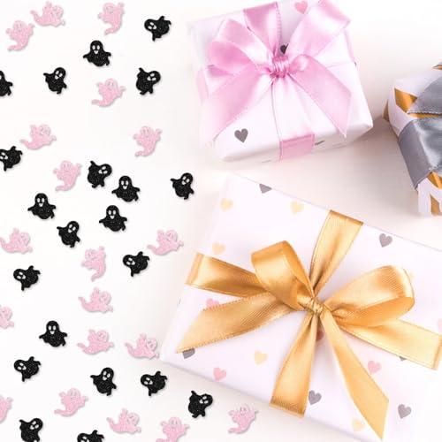 Halloween Confetti Set - Little Boo Ghost Paper Scatter in Black & Pink - 120pcs
