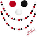 Colorful Felt Ball Garland 2 Pcs - Black White Red Halloween Decor, 8.2ft