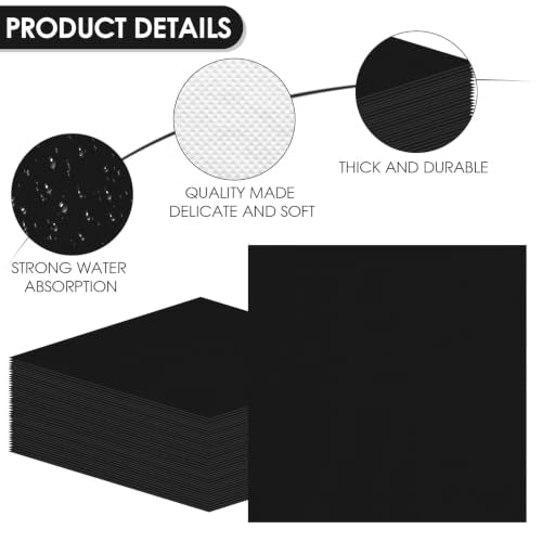Black Paper Napkins 6.5 x 6.5 Inches - 100 Pack Decorative Party & Everyday Use