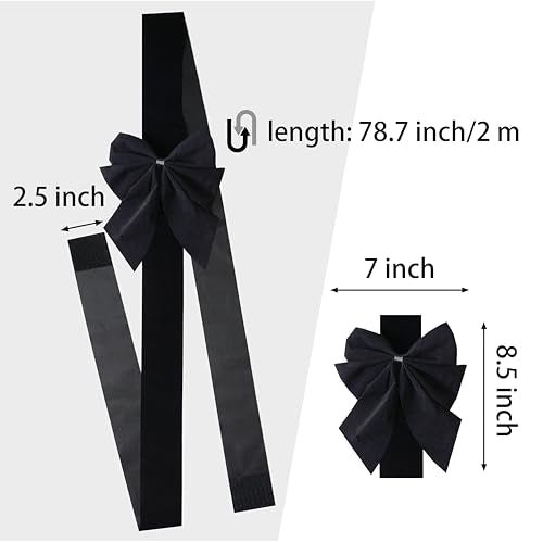 Black Velvet Cabinet Ribbon Bows - Halloween & Christmas Decor, 6 Pack