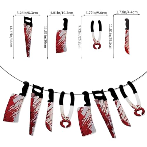 Halloween Bloody Banner Set - 4pcs Horror Decor with Blood-Splattered Props