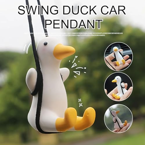 Cute Swinging Duck Car Mirror Hanging Ornament - Interior Rearview Accessory