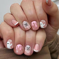 Halloween Short Square Press-On Nails with Ghost & Spider Web Design - Pink, Reusable, 24 Pieces - Variation Color37