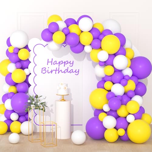 Balloon Arch Kit - Purple Yellow White Party Decorations for Birthdays Weddings & Events