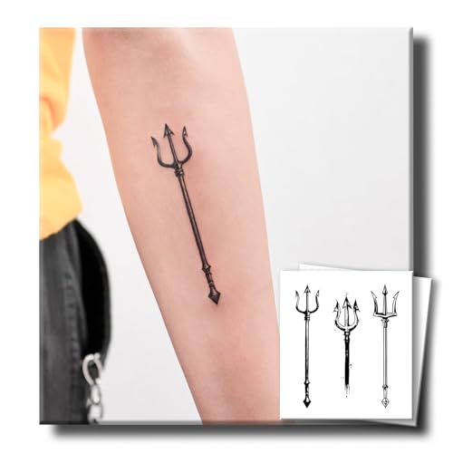 Semi-Permanent Ocean Trident Tattoo Set - Lasts 7-15 Days, Waterproof & Skin-Friendly