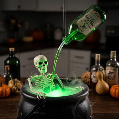 Halloween Decorative Plastic Cauldron with Floating Potion Effect - Black