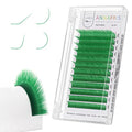 Colored Eyelash Extension Classic Green 0.07 D Curl 8-15mm Pack of 1 - Individual False Lashes