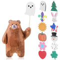 Interchangeable Bear Tabletop Decor Sign Set for Seasons & Holidays - 13 Pieces
